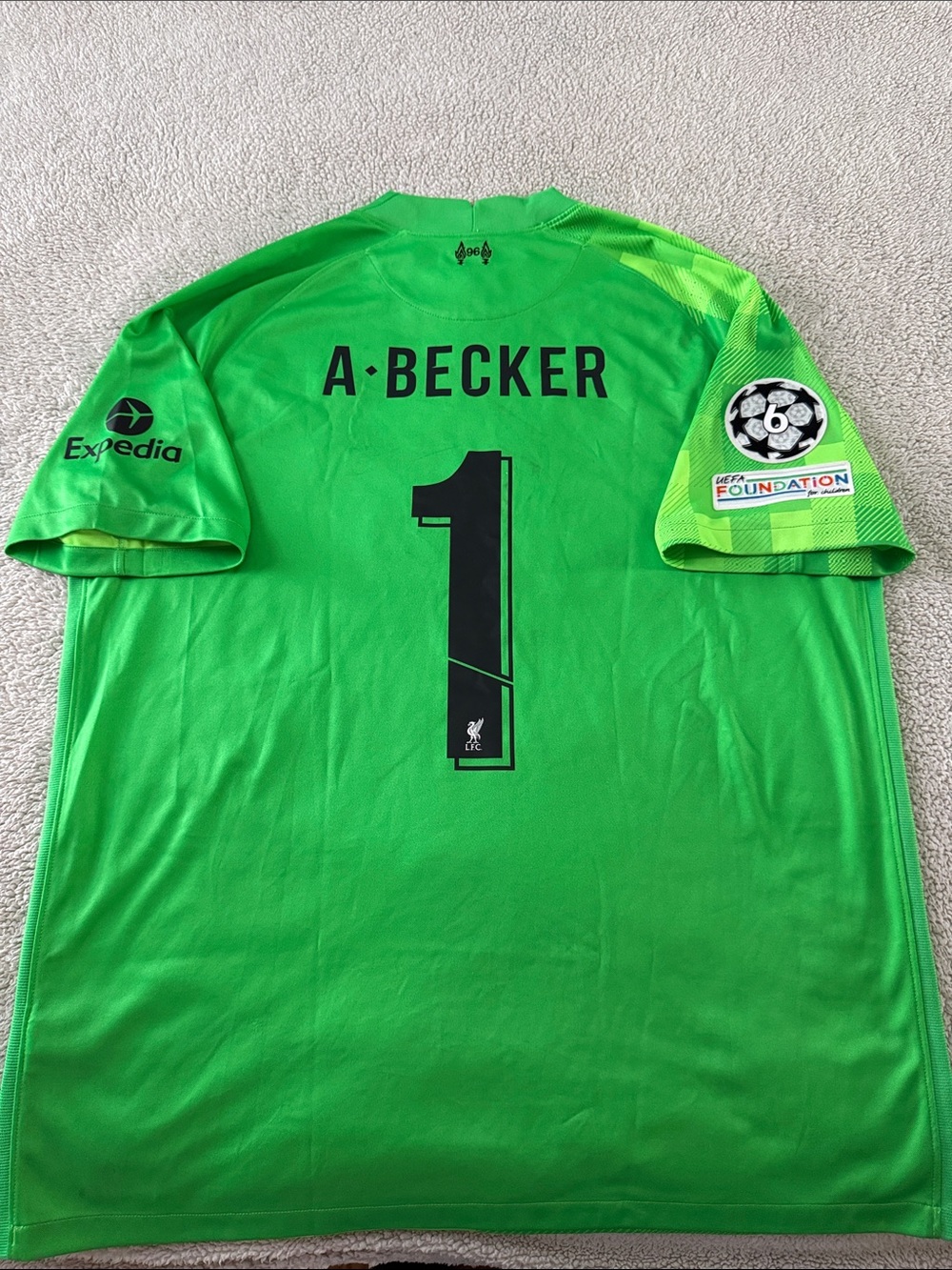 Liverpool FC #1 Alisson Becker 2021-22 UEFA Champions League Nike Keeper Jersey
